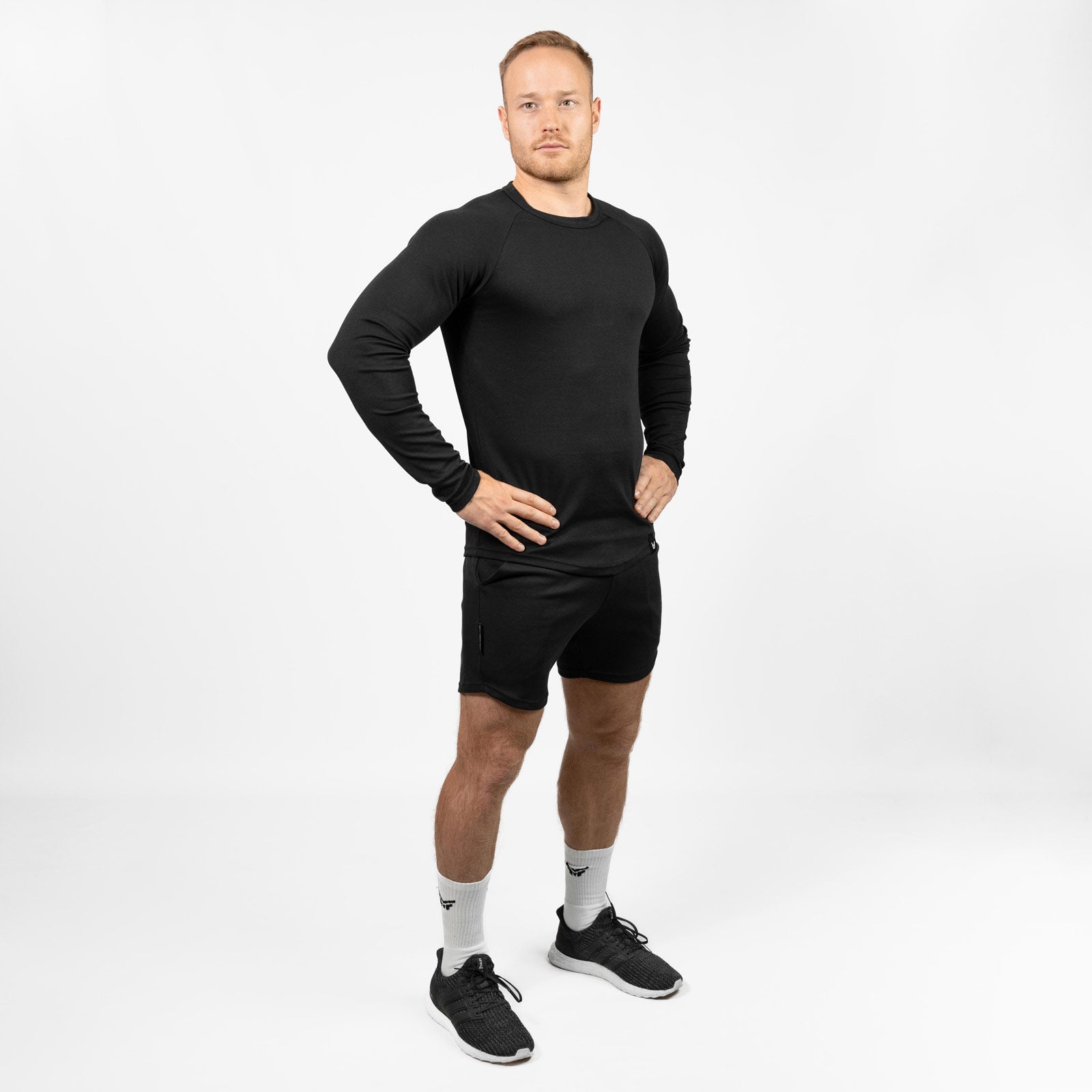 HYPERFORCE® Athletic Style Muscle Fit Stretch Long sleeve Pullover schwarz Gym Training Fitness