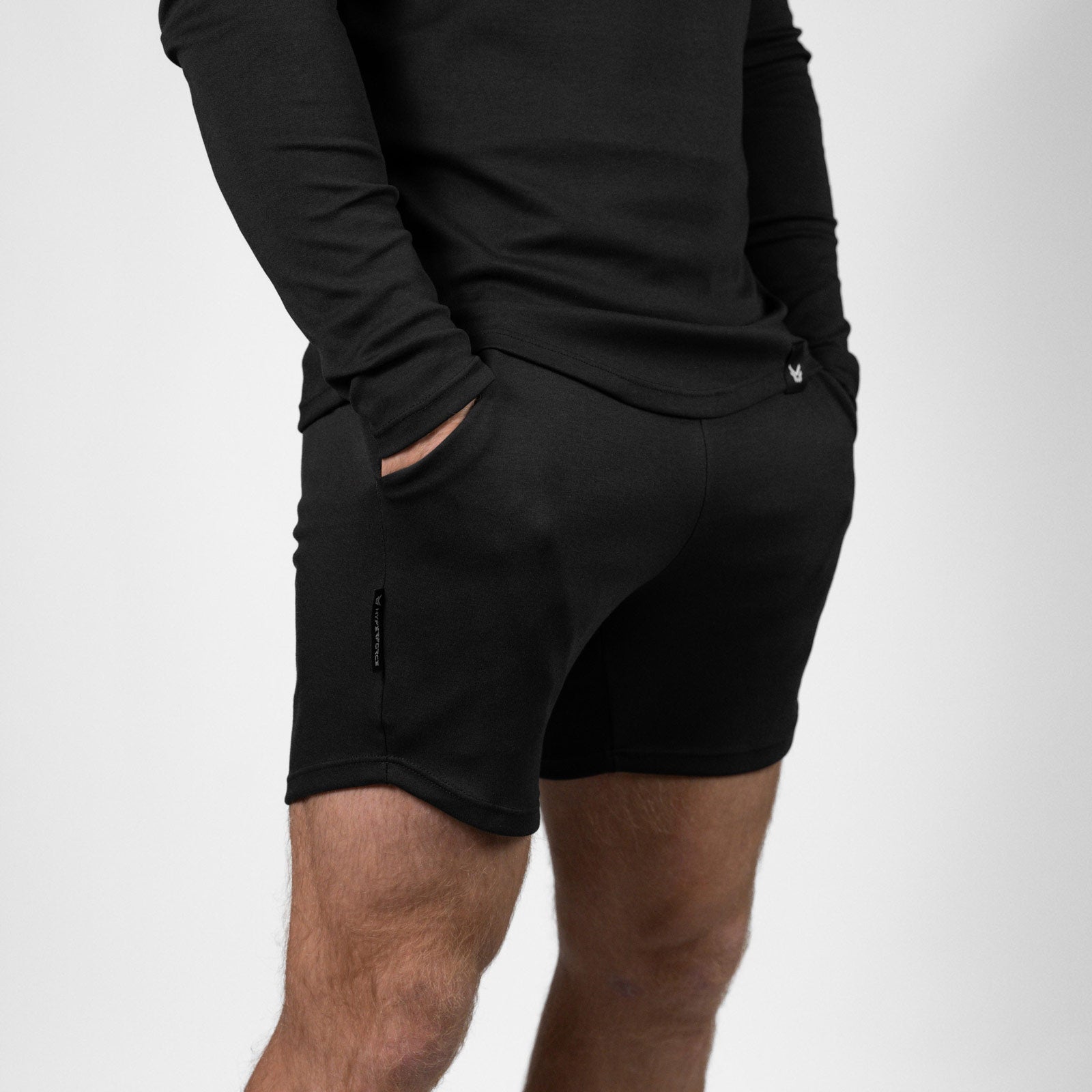 HYPERFORCE® Athletic Style Muscle Fit Stretch Shorts schwarz Gym Training Fitness Side