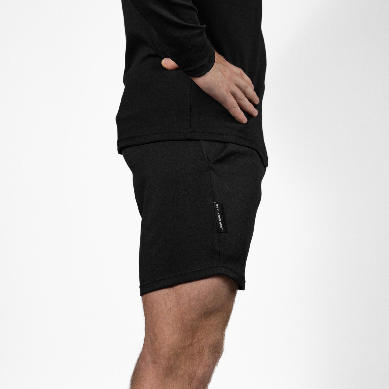 HYPERFORCE® Athletic Style Muscle Fit Stretch Shorts schwarz Gym Training Fitness Side