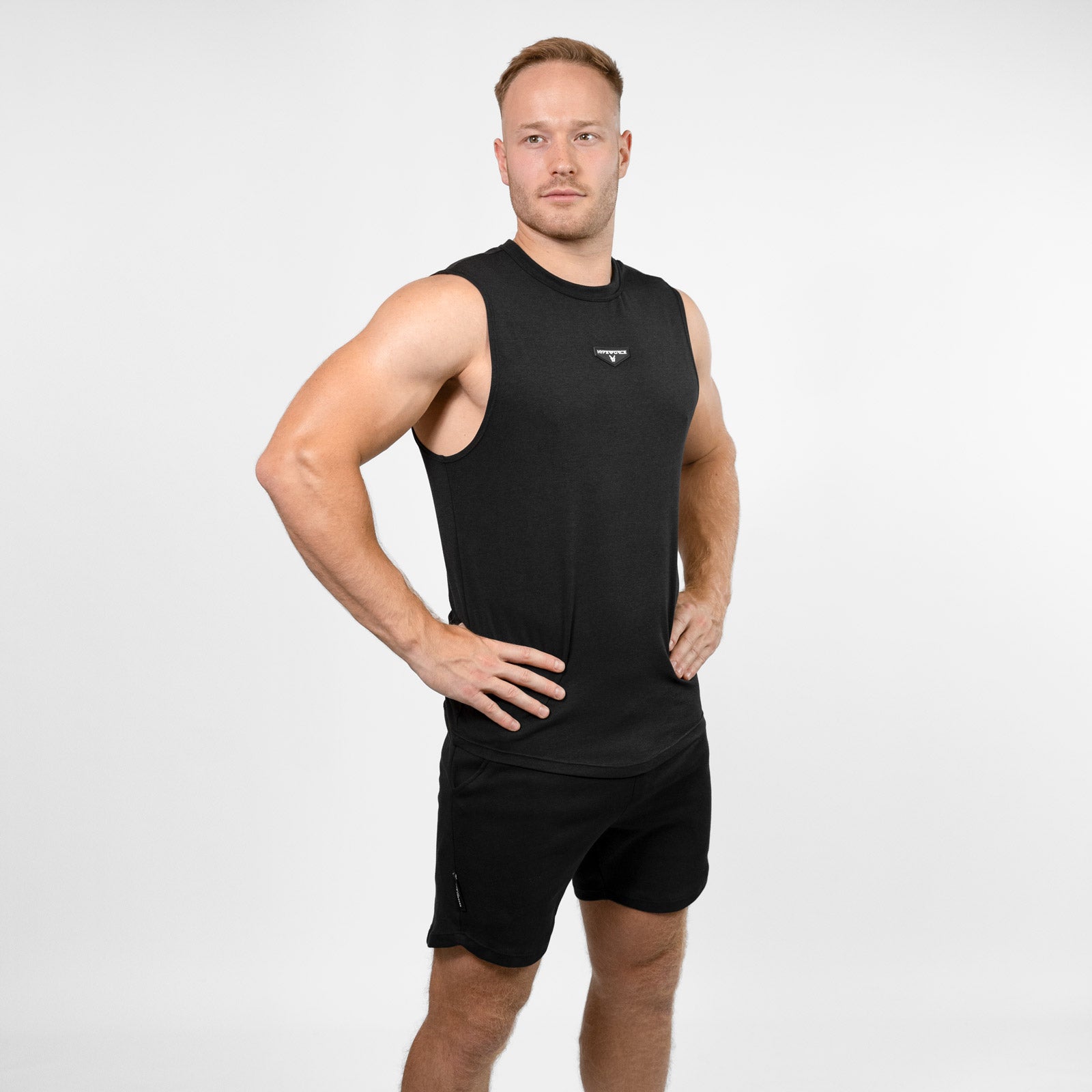 HYPERFORCE Athletic Style Muscle Fit Gym Tank Top Shorts Outfit