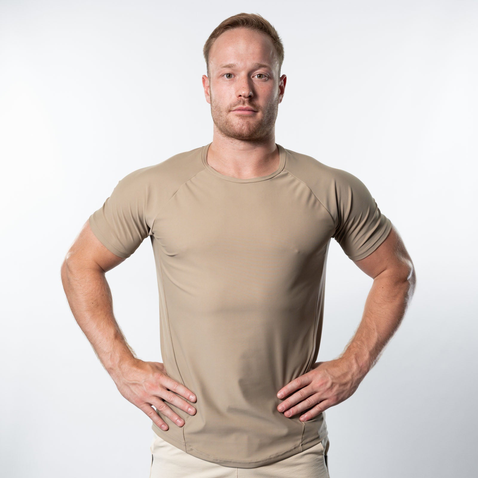 Reflexed Fit Lycra® Mesh-Back Training T-Shirt – Taupe