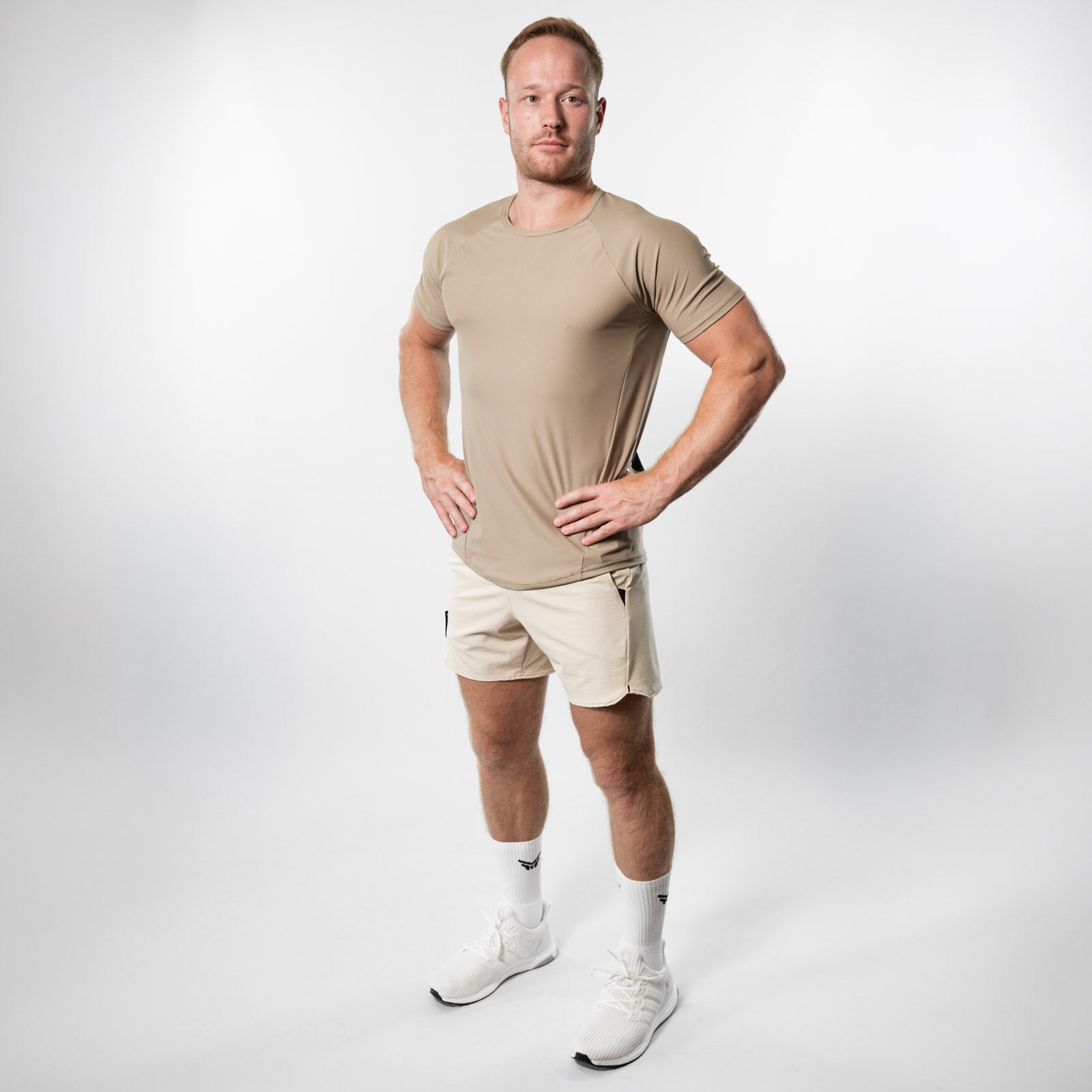 Reflexed Fit Lycra® Mesh-Back Training T-Shirt – Taupe