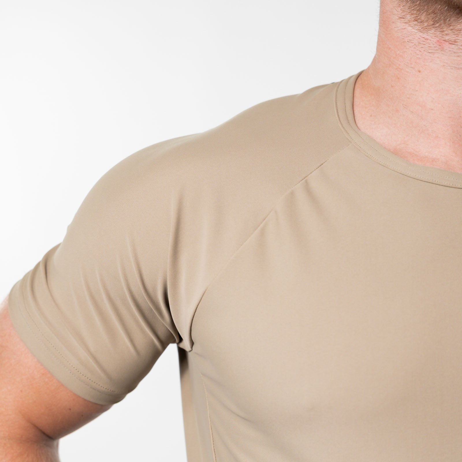 Reflexed Fit Lycra® Mesh-Back Training T-Shirt – Taupe