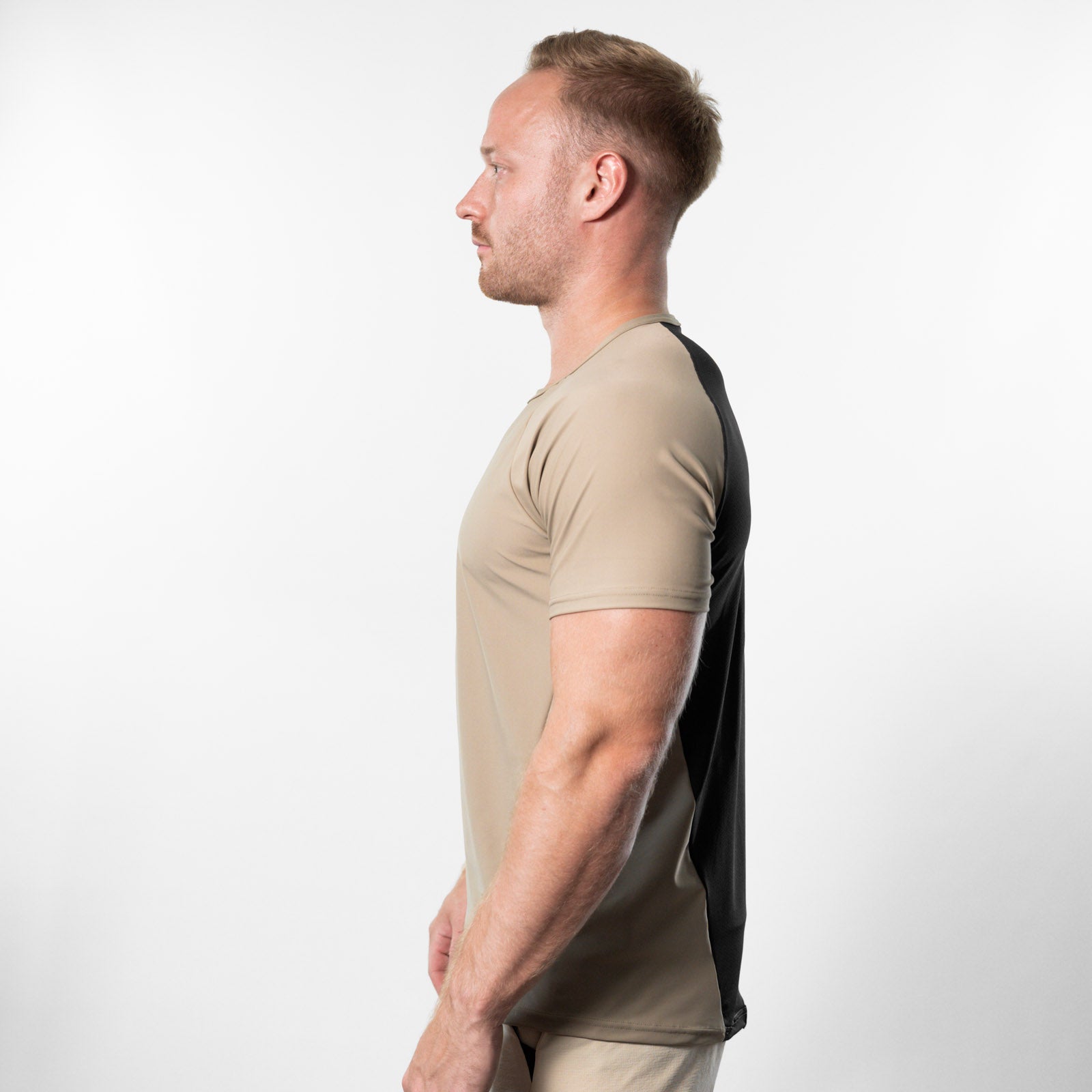Reflexed Fit Lycra® Mesh-Back Training T-Shirt – Taupe